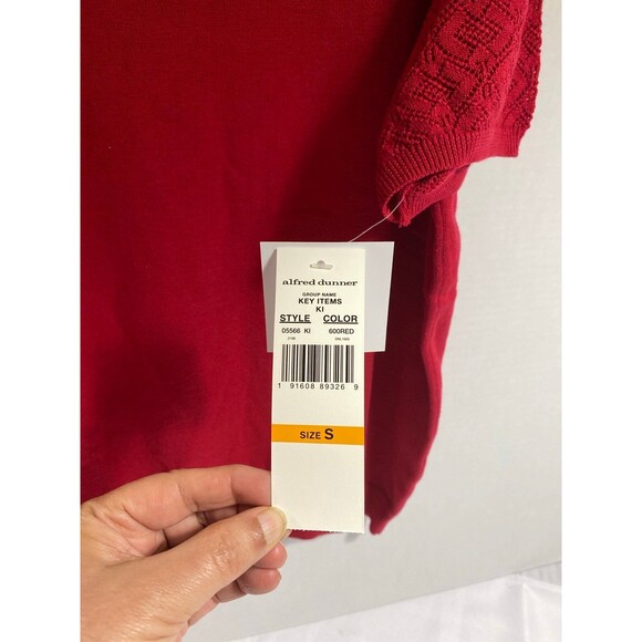 Alfred Dunner Red short sleeves sweater Size S cotton Blend NWT formal - Picture 6 of 10
